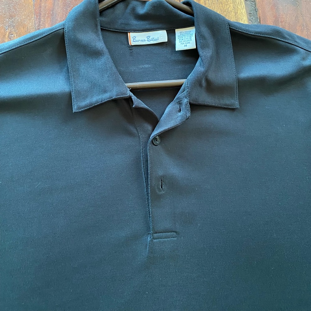 Burma Bibas dress polo in black from Nordstrom’s. Hangs loose.